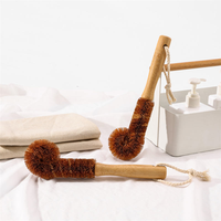 Brosse à bouteille écologique en fibre de coco avec long manche en bambou, brosse de nettoyage pour tasses, poils naturels en fibres végétales, outil de lavage de cuisine