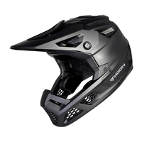 Casque intégral double usage MOON en argent avec accents rouges, matériau PC, sécurité ultime pour le VTT
