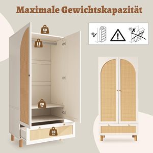Armoire à portes en rotin moderne SENYU avec poignée en bois et tiroir pour le rangement de la chambre - Product Image 5
