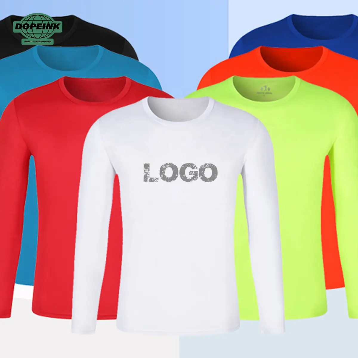 Hochwertiges Custom Design Logo Polyester Spandex Herren Langarm Performance Shirts