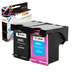 Topjet 60XL ตลับหมึกสีที่นํามาผลิตใหม่ 60 XL สําหรับ HP HP60 HP60XL Deskjet D2545 D2560 D2680 F2430 F4435 เครื่องพิมพ์อิงค์เจ็ท