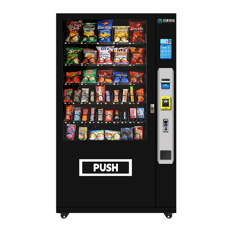 Máquina expendedora combinada de Venta caliente Venta de máquina expendedora pequeña para alimentos y bebidas Máquinas expendedoras negras combinadas digitales