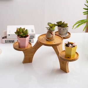 Multi Tiered Wooden Plant <b>Stand</b> Irregular Shape Freestanding For Succulents <b>Potted</b> Plants Windowsill Balcony Desk Display - Product Image 4