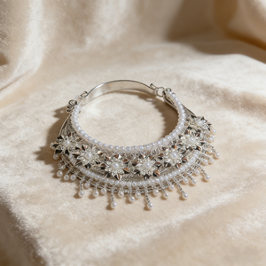 Collar Étnico Floral Brillante |   Collar llamativo estilo Miao chapado en plata con flecos de perlas - Product Image 2