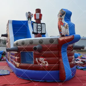 กลางแจ้งขายร้อนปราสาท Bouncy บ้าน Bouncy พองเมืองสนุกเรือโจรสลัดธีมสไลด์พอง