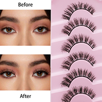 Bulu Mata Palsu Serat Sintetis 3D Grosir, Natural Wispy Full Strip Lashes untuk Salon dan Riasan Sehari-hari