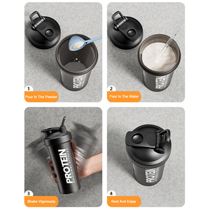 600ML 단백질 커피 우유 믹스 쉐이커 보틀, 스포츠 야외 기업 선물용 맞춤형 플라스틱 컵 - Product Image 4