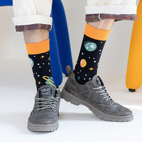 Chaussettes en coton 200N pour homme, motif Astronaute, Planète, Jacquard, Fusée, Étoile, OVNI, style mode décontracté, nouveauté, cadeau