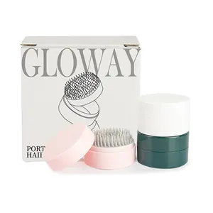 Gloway New Design Green Pink White Round Travel Hair Brush Women Portable Mini Hair Brush With Lid