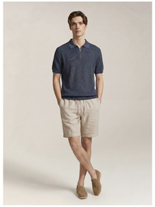 Vente d'usine : Shorts en lin délavé style streetwear pour hommes, brodés, écologiques, respirants, vintage, 100 % lin - Product Image 5