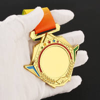 Médaille de sport en or 3D ronde avec ruban, design ouvert, moulage sous pression, gymnastique, football, soccer, vente en gros