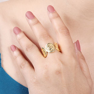 Anillo espiritual OM de Plata de Ley 925 de Venta caliente Ajuste de bisel de oro de 18 quilates para boda o fiesta - Product Image 2