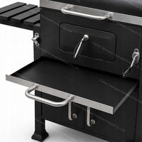 Barbecue rectangulaire au charbon de bois avec couvercle, thermomètre intégré, bac à cendres et roues mobiles pour jardin, patio, cour arrière