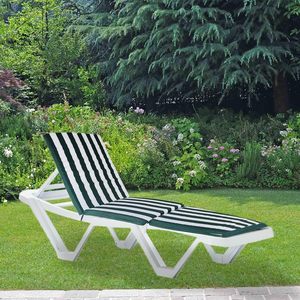 Cojín para Tumbona de Jardín, 58x180 cm, 4 cm de Grosor, Verde con Rayas Blancas, Respaldo para Silla de Exterior - Product Image 6