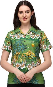 Großhandel Floral Casual Loose Plus Size Strand Hawaii hemd Lustige Kurzarm <span class=keywords><strong>Cute</strong></span> Hawaiian Shirt für Frauen - Product Image 4