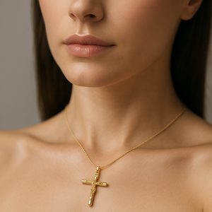 จี้ไม้กางเขนศาสนาทำมือ ทอง 14K สำหรับทุกเพศ ขนาดเล็ก สีเหลืองทอง เหมาะสำหรับผู้ชาย ผู้หญิง เด็กผู้หญิง ของขวัญเครื่องประดับชั้นดี - Product Image 5