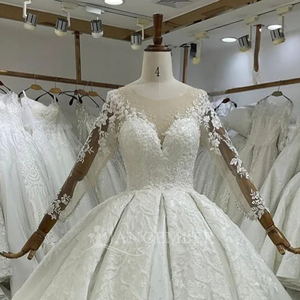 For BH29 Chic Organza Lace Ball Gown Floor-Length <b>Wedding</b> <b>Dress</b> with Crystal Appliques and Embroidery for Women - Product Image 3