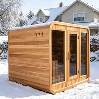 Cabine de sauna extérieure traditionnelle finlandaise humide/sèche en bois massif d'épinette, design moderne, pour parc et spa, avec chauffage écologique alimenté par prise électrique