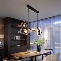 Lustre en verre sphérique multi-têtes au design créatif pour restaurant et bar, suspension originale pour café