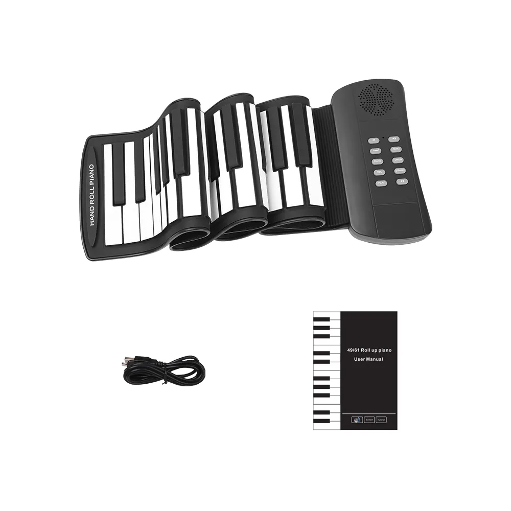 PM49 low cost 49 keys hand roll up piano black and white flexible keyboard kids instrument musical school students drop shipping