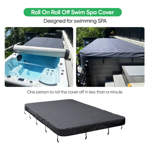 Couverture de <span class=keywords><strong>spa</strong></span> plongeant enroulable TSPK de qualité supérieure, gris foncé, 420x230cm, en tissu Oxford 600D imperméable, installation facile, garantie 3 ans - Product Image 5