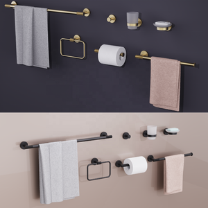 Juego de Accesorios de Baño de Metal Pulido con Espejo, Toallero Cuadrado de Lujo, Accesorio para Baño, Hotel y Hogar - Product Image 4