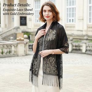 Women's Elegant <b>Black</b> Sheer Sparkle Cashmere Winter Cape Shawl Evening Party Shoulder Wrap Cover Lightweight Anti-Bacterial - Product Image 3