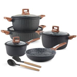 Ensemble <span class=keywords><strong>de</strong></span> 11 ustensiles <span class=keywords><strong>de</strong></span> cuisine antiadhésifs avec revêtement en granit, comprenant une casserole peu profonde - Product Image 1