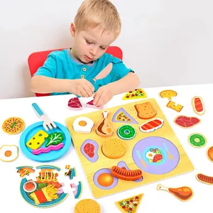 益智玩具霍伊工艺品儿童厨房假装烹饪玩具木制水果蔬菜拼图切割玩具