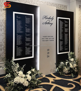 <span class=keywords><strong>Couleur</strong></span> noire lisse nom moderne toile de fond en PVC grand tableau de sièges de fête de mariage toile de fond en PVC pour banquet signe de bienvenue - Product Image 3