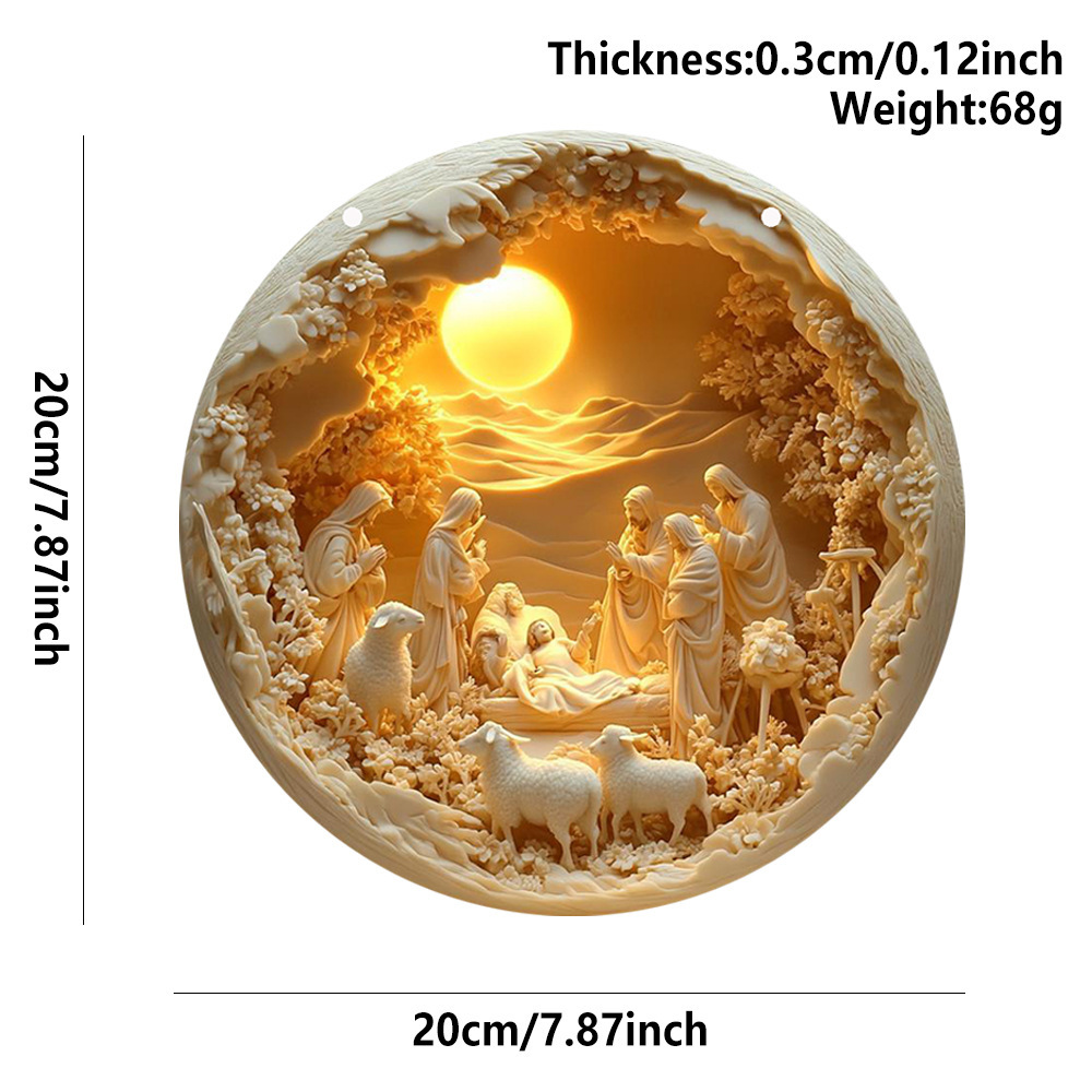 Wooden decorative listing yellow nativity