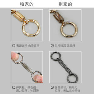 Zinc Alloy Spring Double <b>Ring</b> Keychain 73mm Car Key Accessory Simple Metal <b>Keyring</b> Pendant - Product Image 5