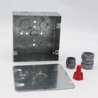 Boîte de jonction en acier galvanisé carrée de 4-11/16 po, profondeur de 2-1/8 po, niveau de protection IP54, boîte de sortie électrique en métal, boîte utilitaire