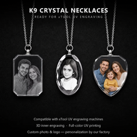 Vente flash - Pendentif de collier en forme de cœur en cristal transparent pour photo gravée au laser avec boîte cadeau noire - Souvenir - Cadeau