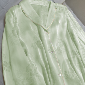 New Women's Long-sleeved Senior of Sexuality Jacquard Ice Silk Home Wear Pajamas <b>Pants</b> 2-piece Set Fashion - Product Image 3