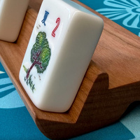 Tuiles de Mahjong en Acrylique Blanc Ivoire Seabird, Motifs Grue, Bambou, Dragon, Joker, Vents, Ensemble de Tuiles de Mahjong Américain Bilingue