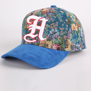 맞춤형 클래식 패션 3D 자수 로고 스포츠 야구 모자 5패널 블루 스웨이드 곡선 챙 고라스 야구 모자 도매 - Product Image 6