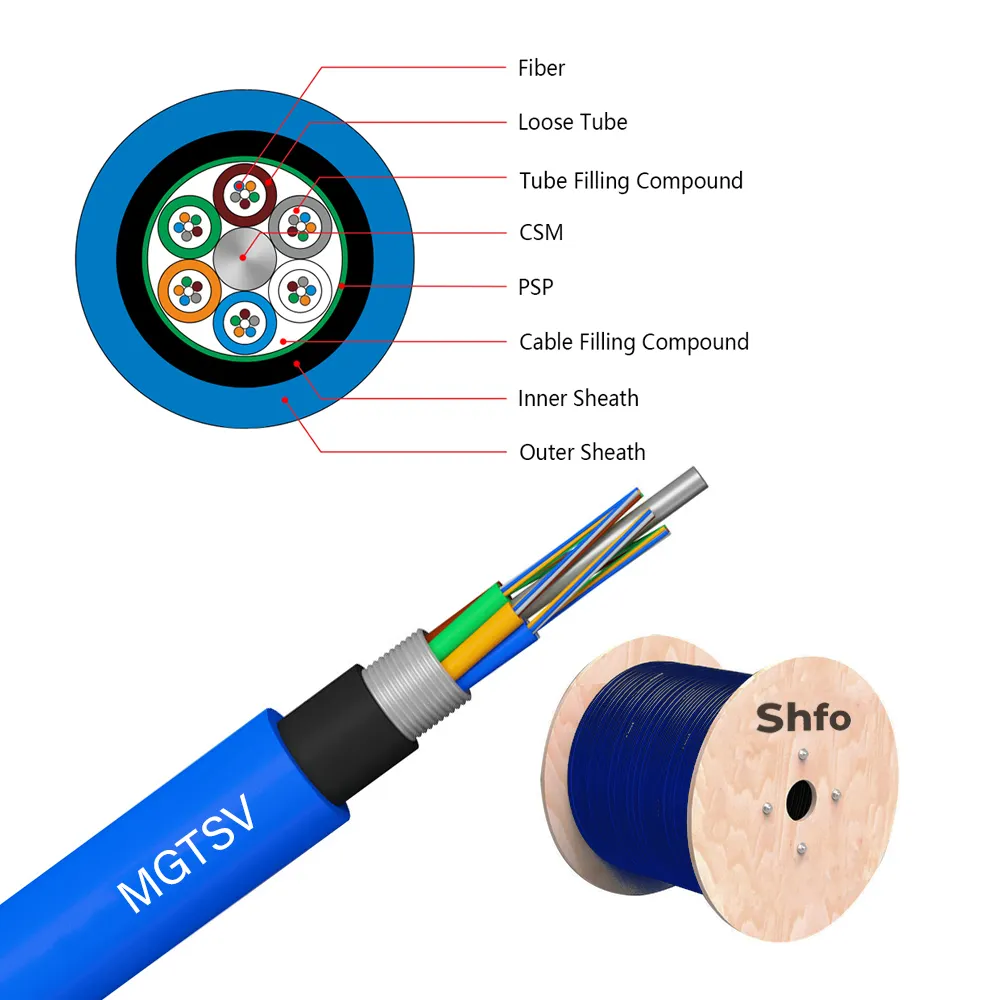 SHFO-MGTSV 24-288 core MGTSV Explosion-Proof Flame Retardant Underground Fiber Optical Cable