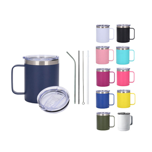 Gobelet de voyage en acier inoxydable, tasse à café isolée, logo personnalisé, gobelet à vin, gobelet à café sous vide avec poignée, 14 oz - Product Image 6