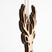 Cabeza de Reno Retro de Madera Contrachapada de Doble Capa |   Adorno Personalizado de Cabeza de Animal en 3D |   XIAOYAN AW065 Bolas de Navidad al por Mayor para Decoración Navideña