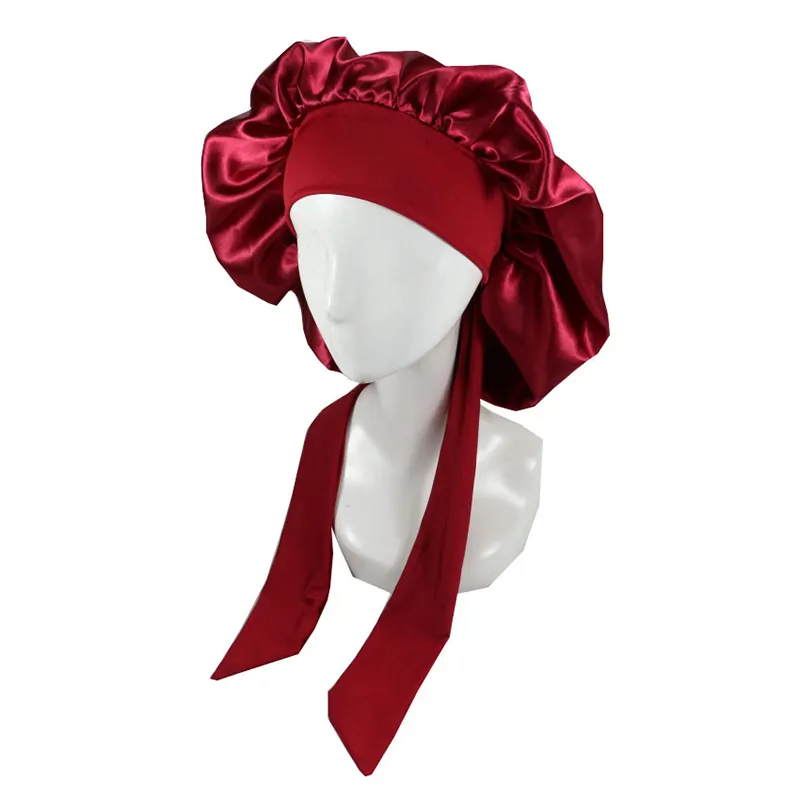 에코 패션 새틴 실크 보닛 여성용 부드러운 보닛 잠자는 모자 곱슬 헤어 케어 사용자 정의 로고