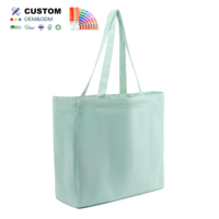 Sac fourre-tout en toile de coton recyclé bicolore avec logo personnalisé, poche avant, robuste, réutilisable, pour la plage, les courses et les courses d'épicerie
