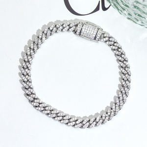 Bijoux Messi personnalisés MSB-624, bracelet en argent 925 rond avec moissanite, style cubain - Product Image 1