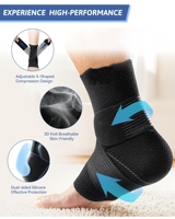 Attelle de cheville athlétique respirante en tricot compressif avec coussinets en silicone pour le basketball et le sport