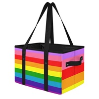 Panier de courses pliable arc-en-ciel personnalisé (version lavande), pour cadeaux de festival et courses en supermarché