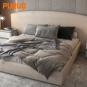 Luxus Kalifornien Hotel Aufbewahrung modernes samt Vollplattform Einzel-Doppelt-Zwillings-Bettrahmen König-Königin-Größe mit Aufbewahrung Headboard - Product Image 4