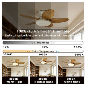 Ventilador de Techo Moderno LED de 5 Aspas con Luz, Control Remoto, Regulable, 6 Velocidades, para Dormitorio, Comedor, Estudio - Product Image 3