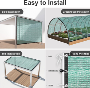 Toile d'ombrage verte en maille HDPE respirante, idéale pour les plantes, les légumes, les serres, les terrasses, les enclos pour chiens - Product Image 3