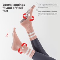 Chaussettes de yoga rayées sans couture en coton peigné à une aiguille pour femme, antidérapantes, mi-mollet, pour Pilates professionnel, sport et fitness, à cinq orteils