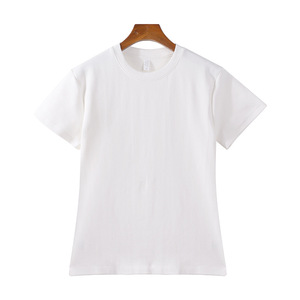 เสื้อยืดผ้าคอตตอนผสมสแปนเด็กซ์พิมพ์ลายปักโลโก้แบบกำหนดเอง หนา 300gsm สำหรับผู้หญิง - Product Image 2